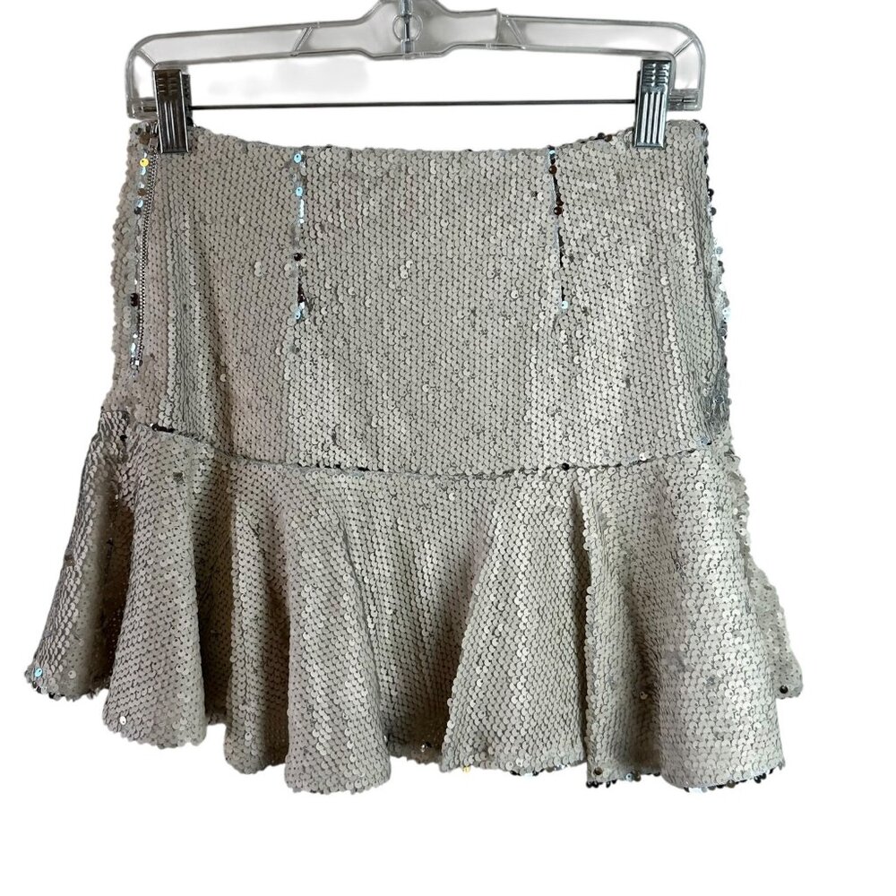 Judith March Silver Sequin Nutcracker Mini Skirt Holiday Statement Festive S - Picture 4 of 6